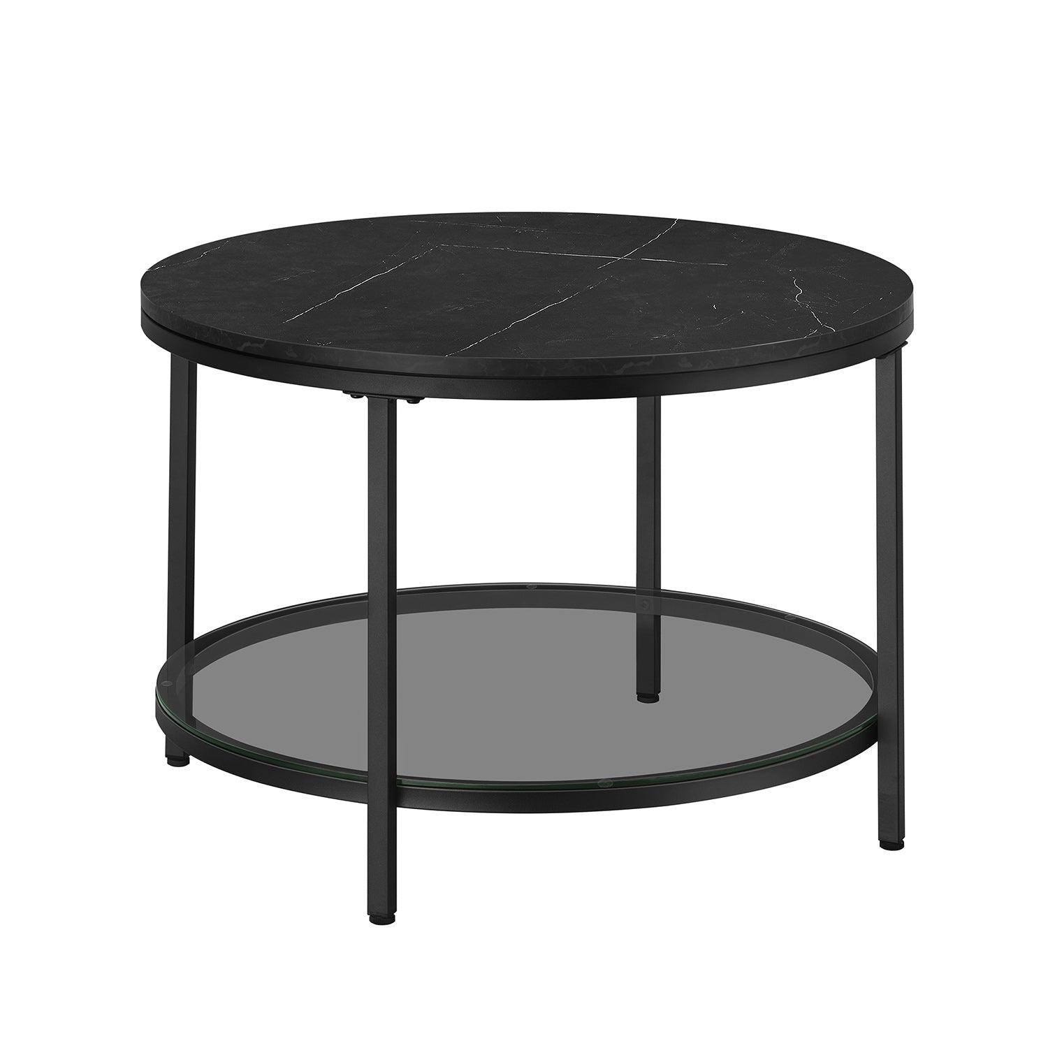 Coffee table-2 levels-Glass sheet-Marble black-ink black