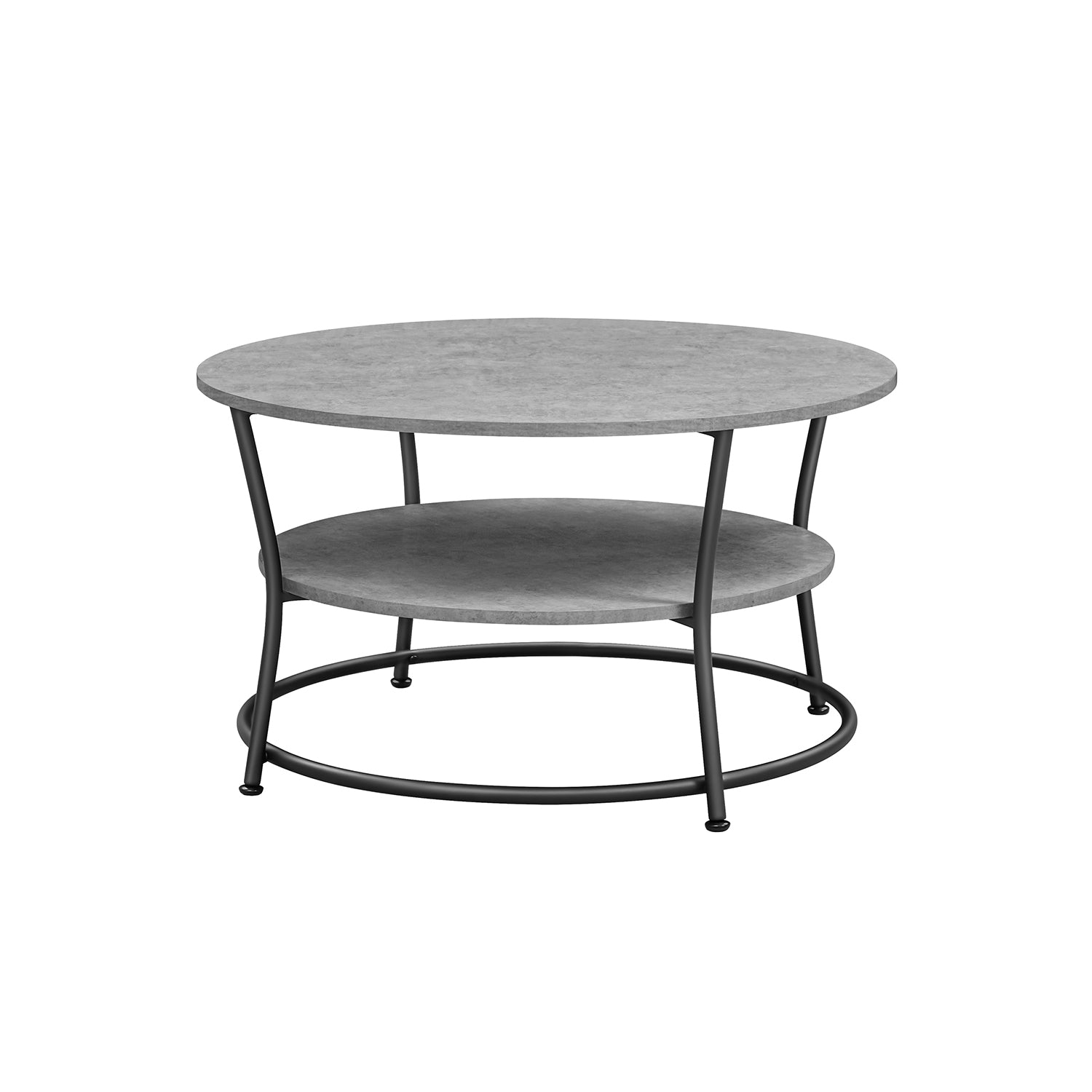 Coffee table - Round side table with 2 shelves - Metal frame