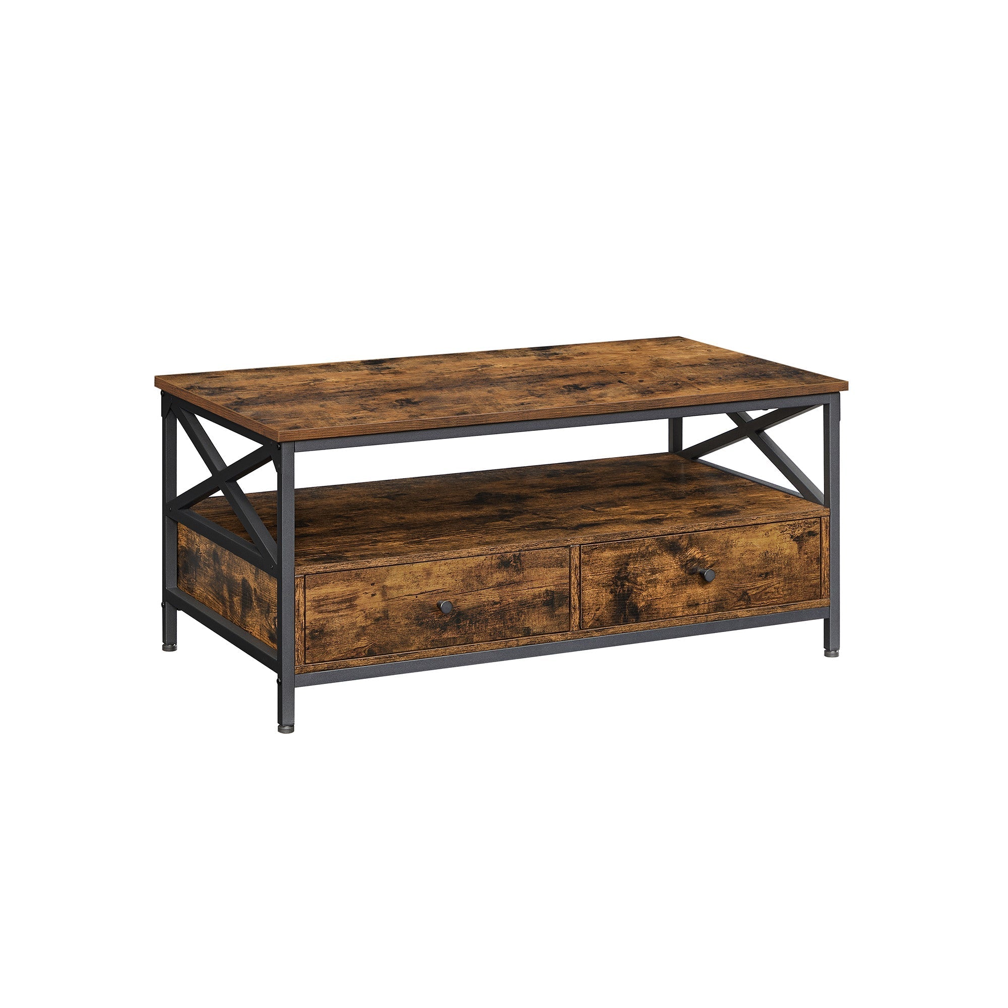 Coffee table - Living room table - With 2 drawers - 100 x 55 x 45 cm - Brown