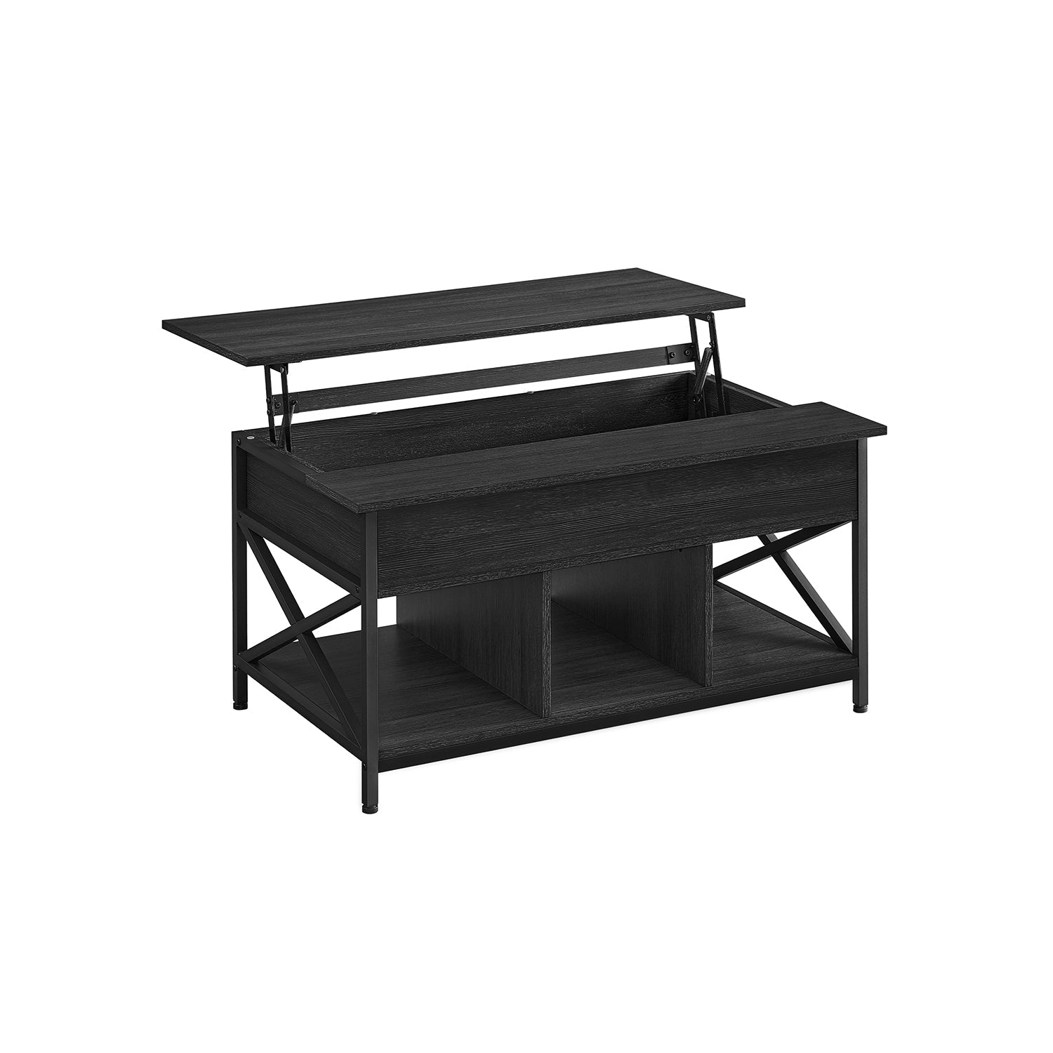 Coffee table - Living room table - With hidden storage space - Vintage brown -black