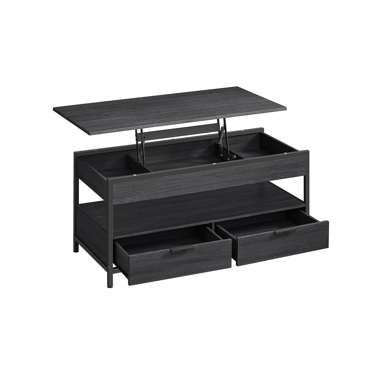 Coffee table-with drawers-vintage brown-ink black