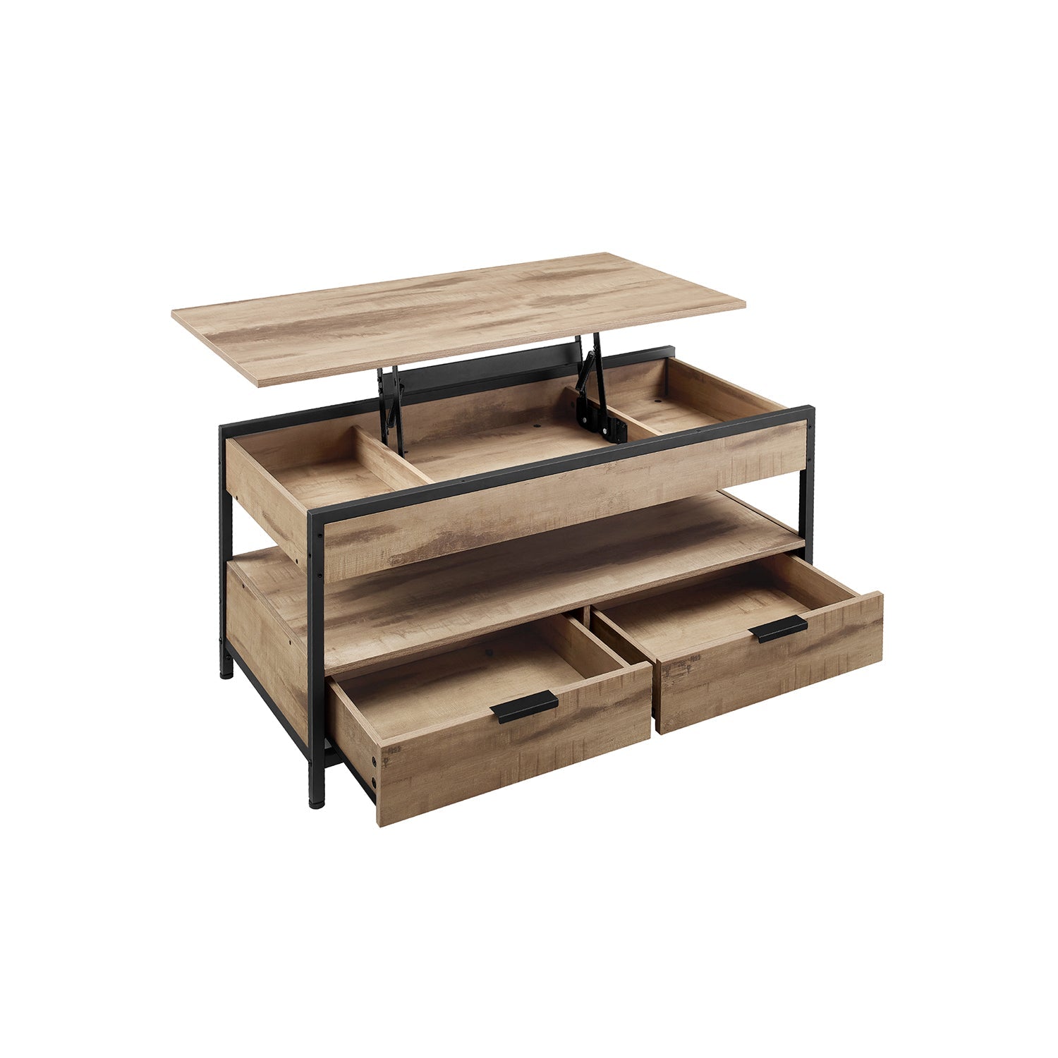 Coffee table-with drawers-vintage brown-ink black