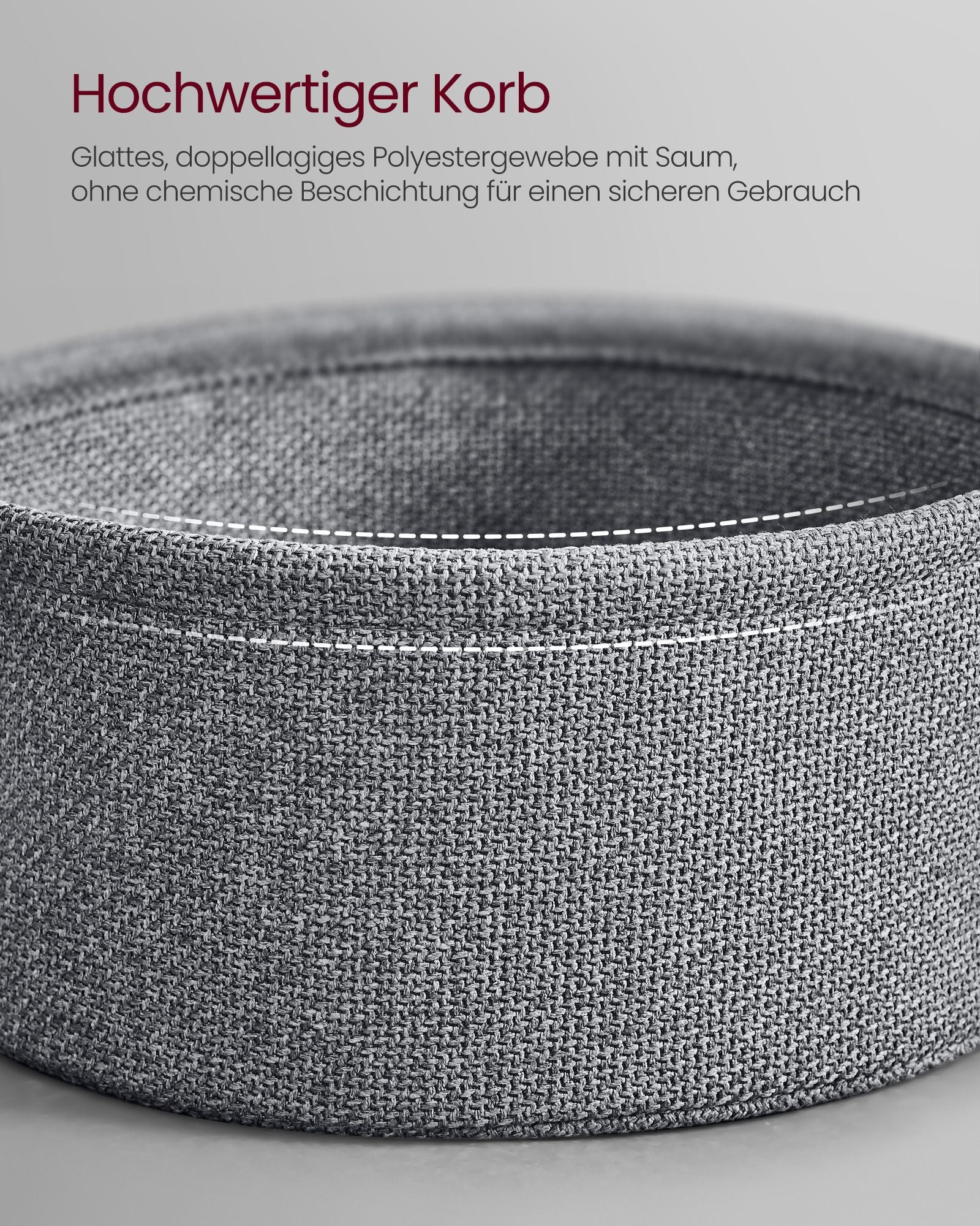 Coffee table with basket made of ink -black and Leigrijze fabric