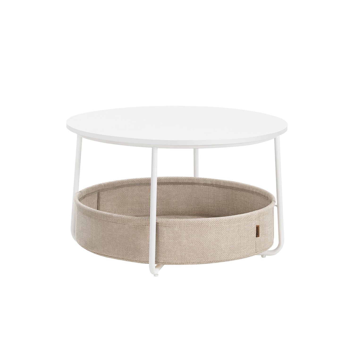 Coffee table with basket made of ink -black and Leigrijze fabric