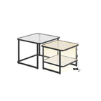 Coffee table set of 2 with LED light cloud white-parel white