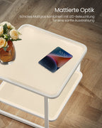 Coffee table set of 2 with LED light cloud white-parel white