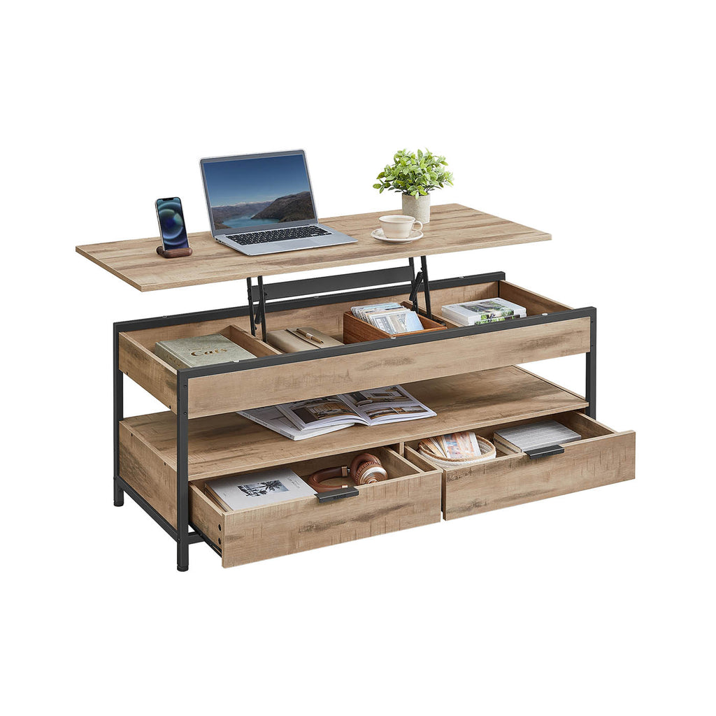 Coffee table with drawers 50 x 120 cm Camel brown-ink black