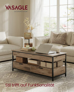 Coffee table with drawers 50 x 120 cm Camel brown-ink black
