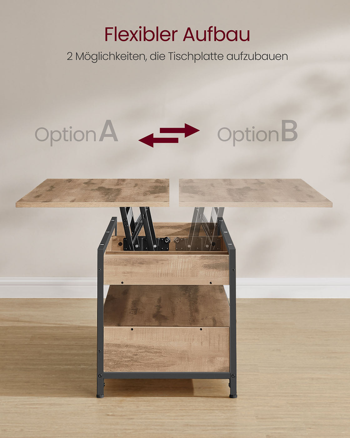 Coffee table with drawers 50 x 120 cm Camel brown-ink black