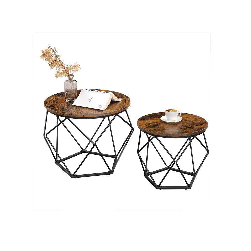 Coffee tables - Set of 2 - Industrial - Vintage Brown/Black