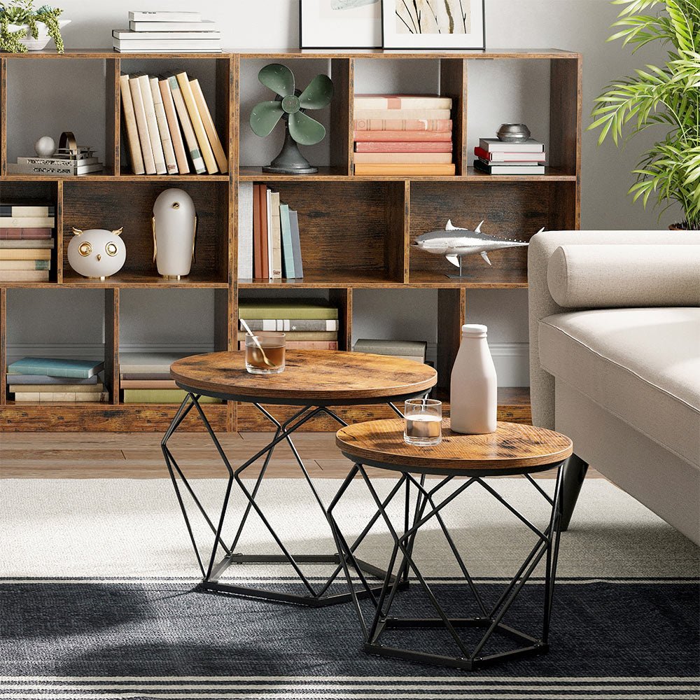 Coffee tables - Set of 2 - Industrial - Vintage Brown/Black