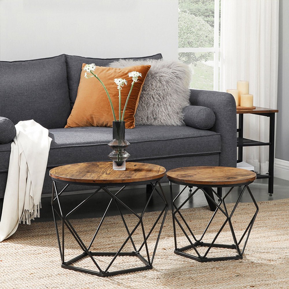 Coffee tables - Set of 2 - Industrial - Vintage Brown/Black