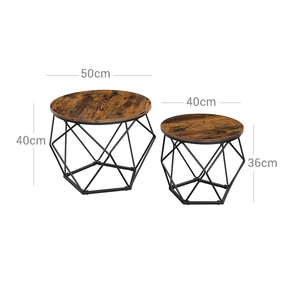 Coffee tables - Set of 2 - Industrial - Vintage Brown/Black