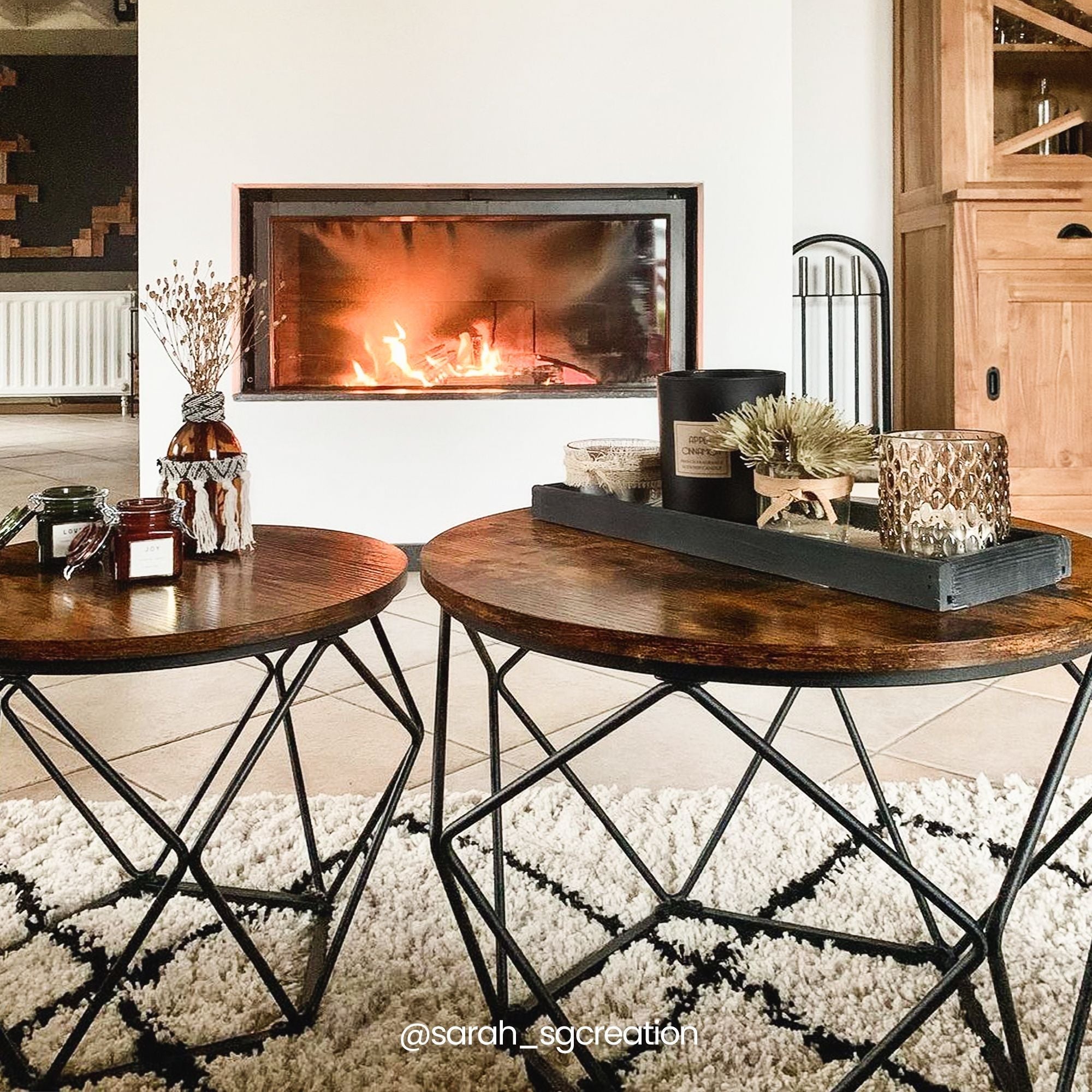 Coffee tables - Set of 2 - Industrial - Vintage Brown/Black