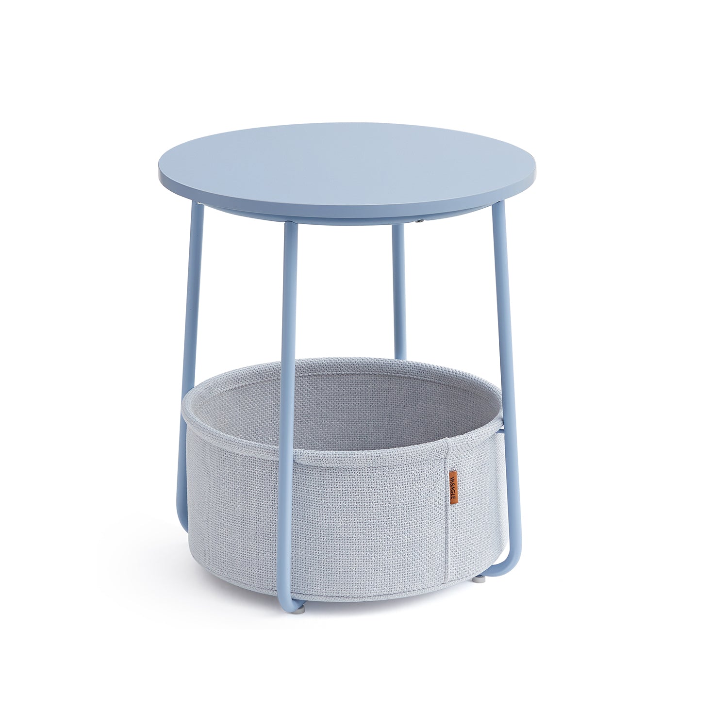 Round side table - With fabric basket - Metal frame - Blue
