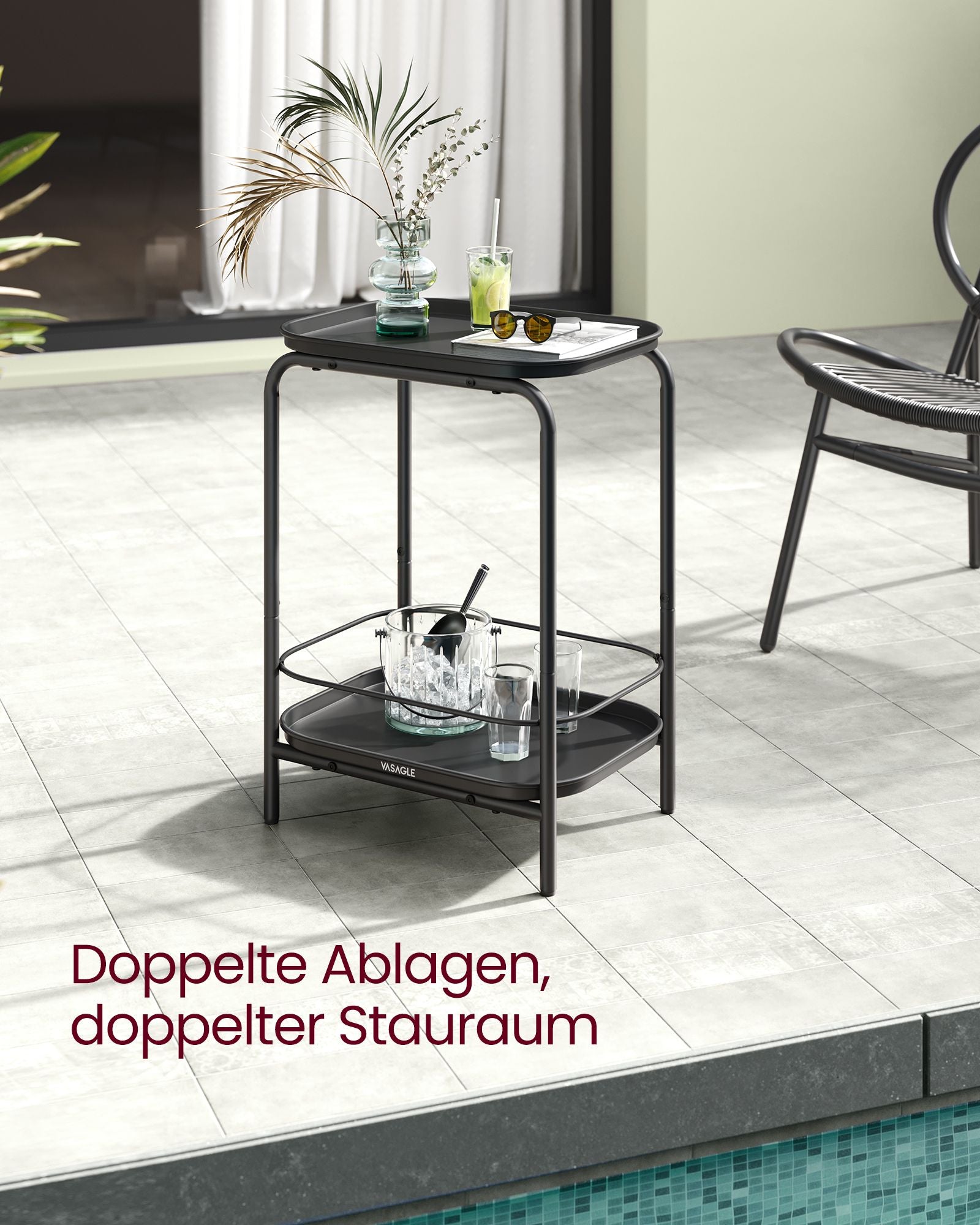 Side table - 2 levels - Modern - ink black