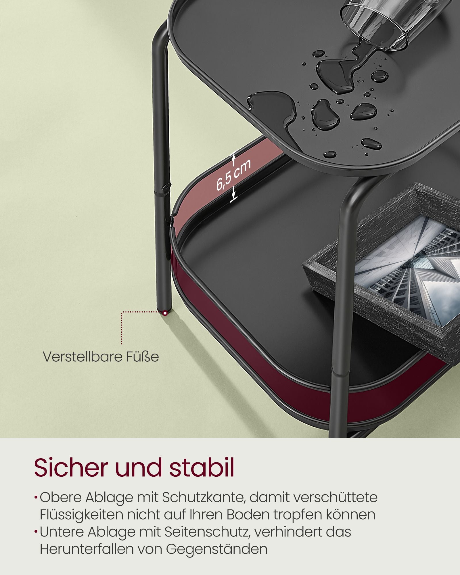 Side table - 2 levels - Modern - ink black