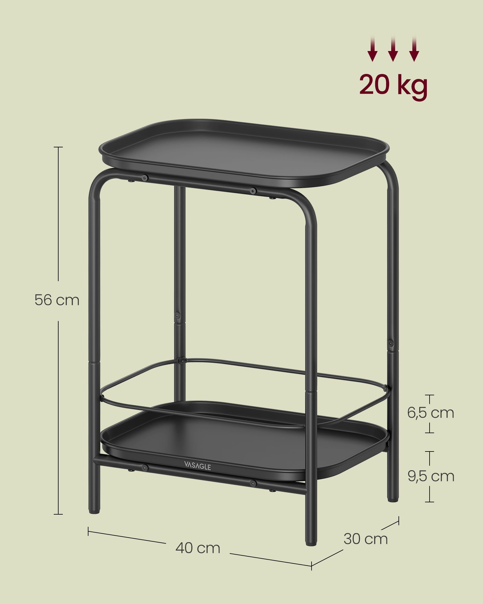 Side table - 2 levels - Modern - ink black