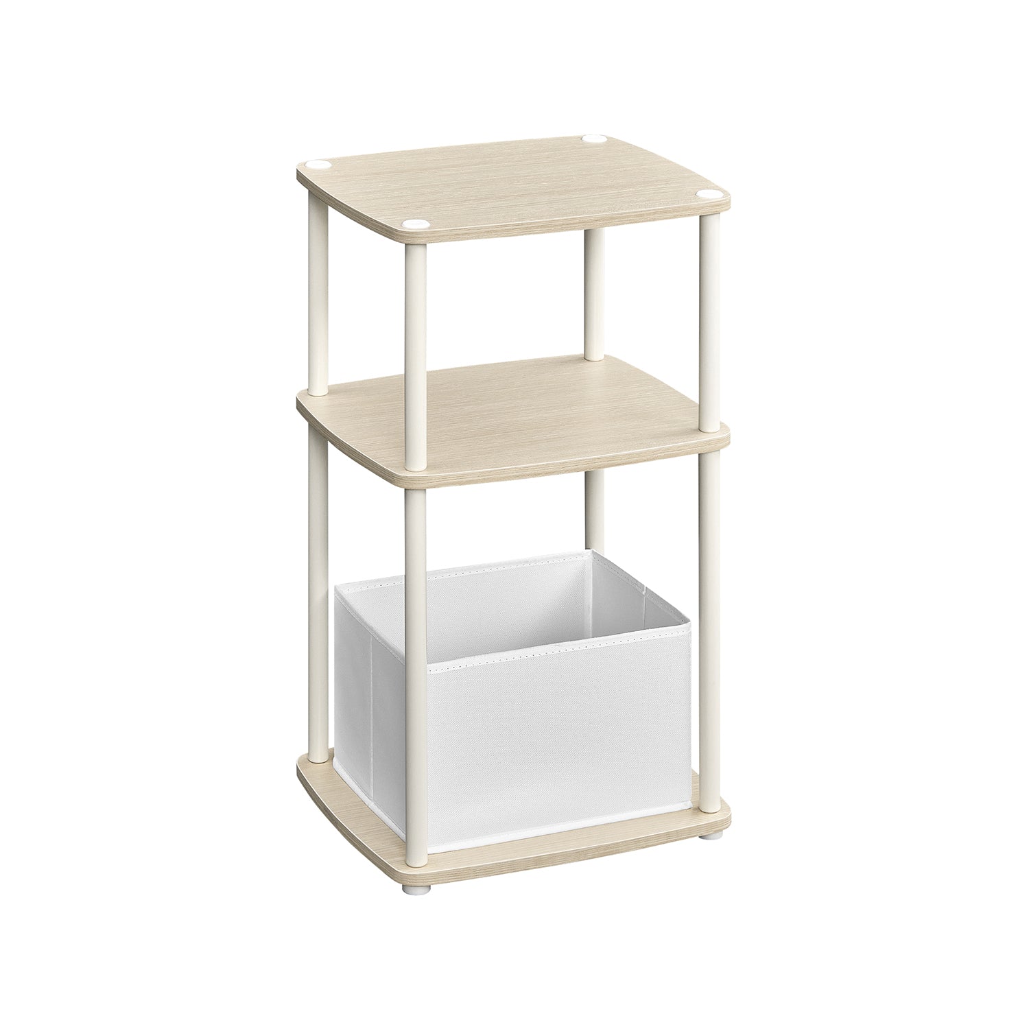 Modern side table - 3 storage boards - natural beige
