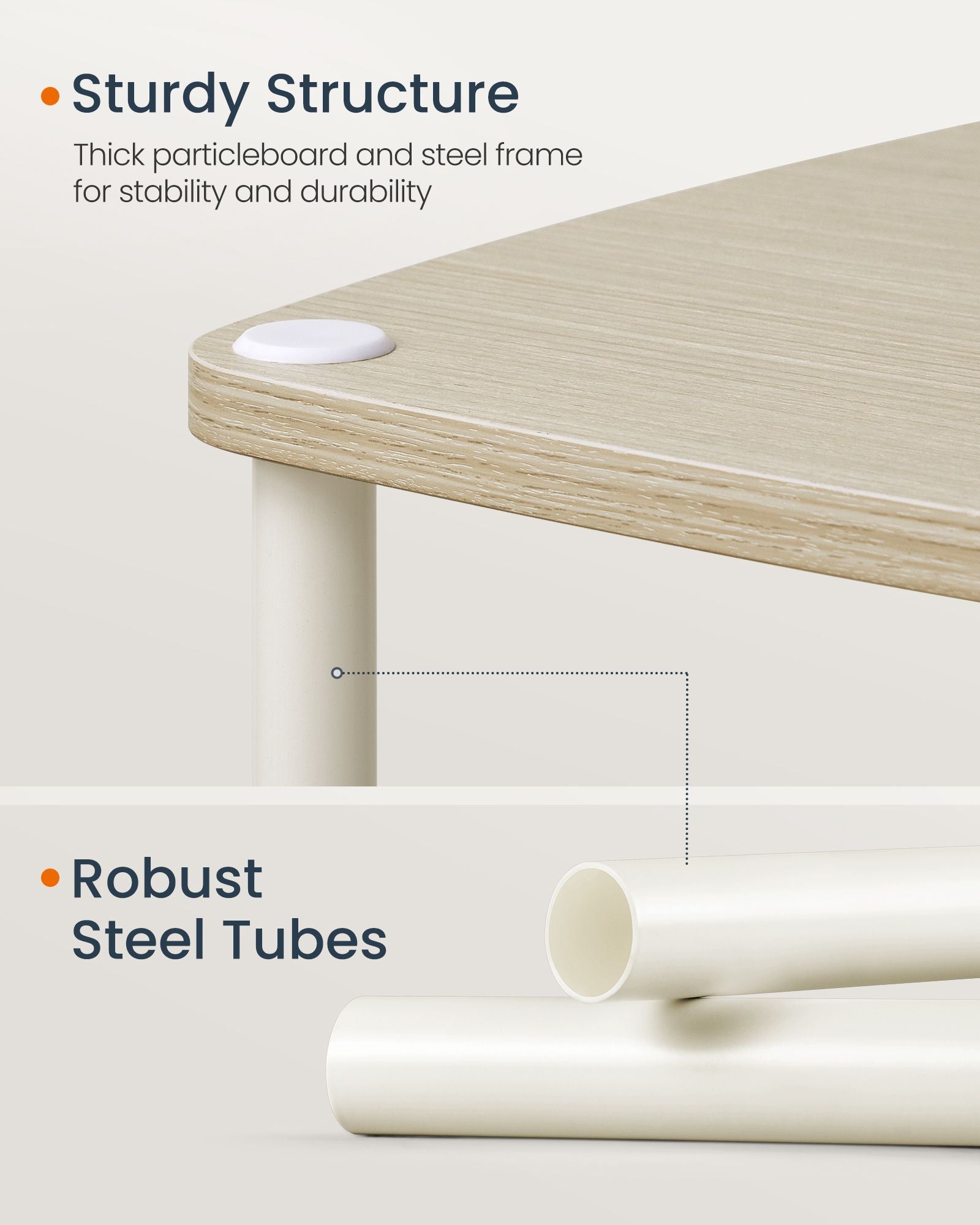 Modern side table - 3 storage boards - natural beige