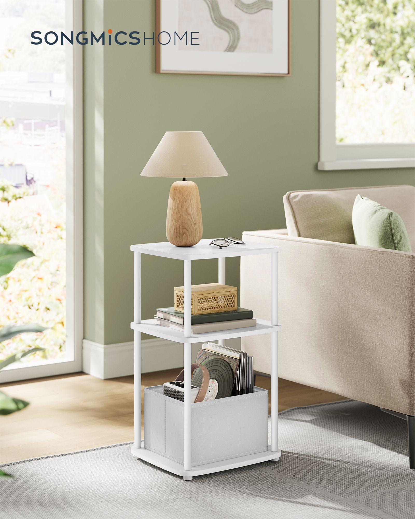 Side table with 3 shelves - 30 x 34 x 58 cm, Snow White