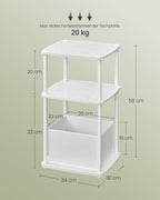 Side table with 3 shelves - 30 x 34 x 58 cm, Snow White