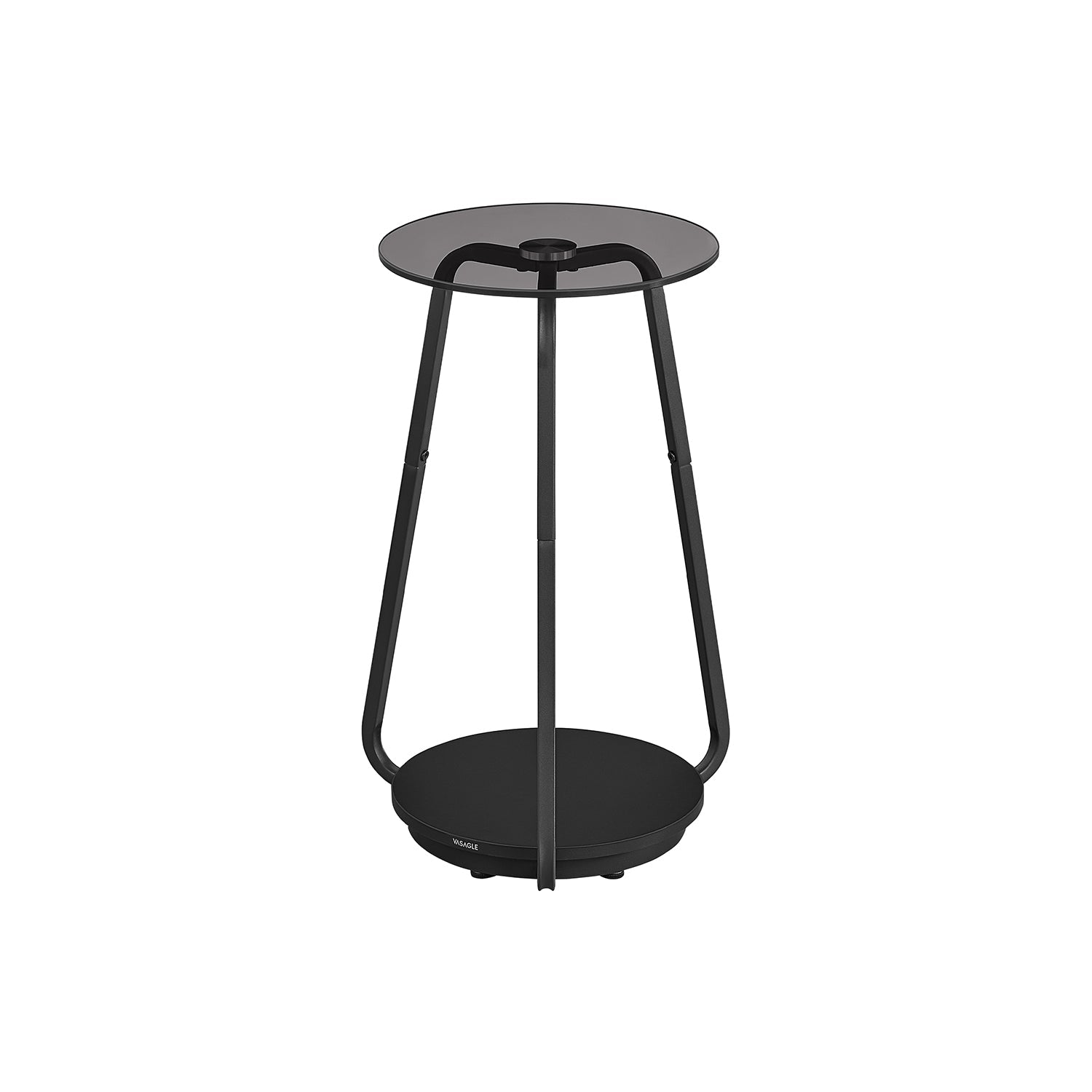 Round side table with 2 levels and glass top and board