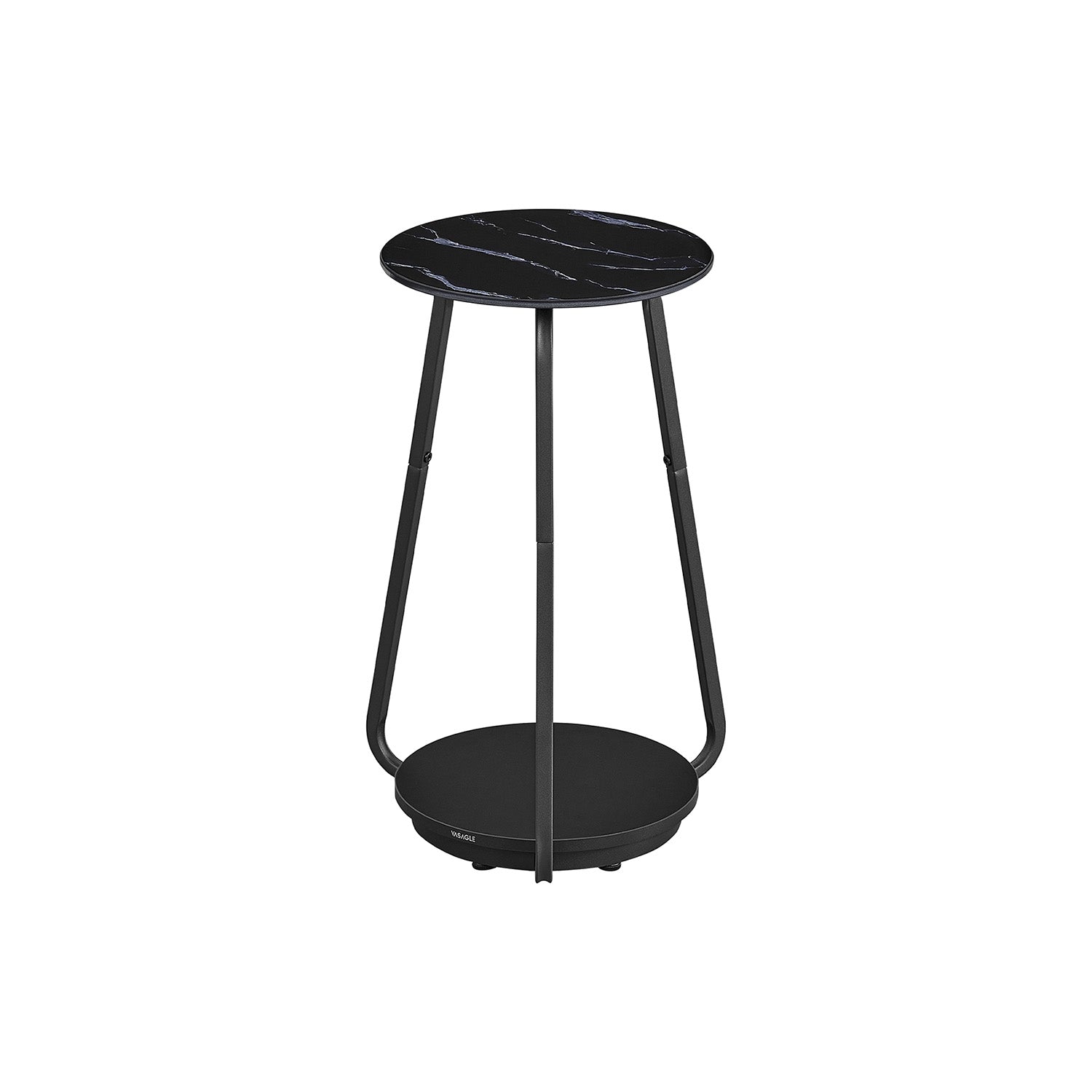Round side table with 2 levels and glass top and board