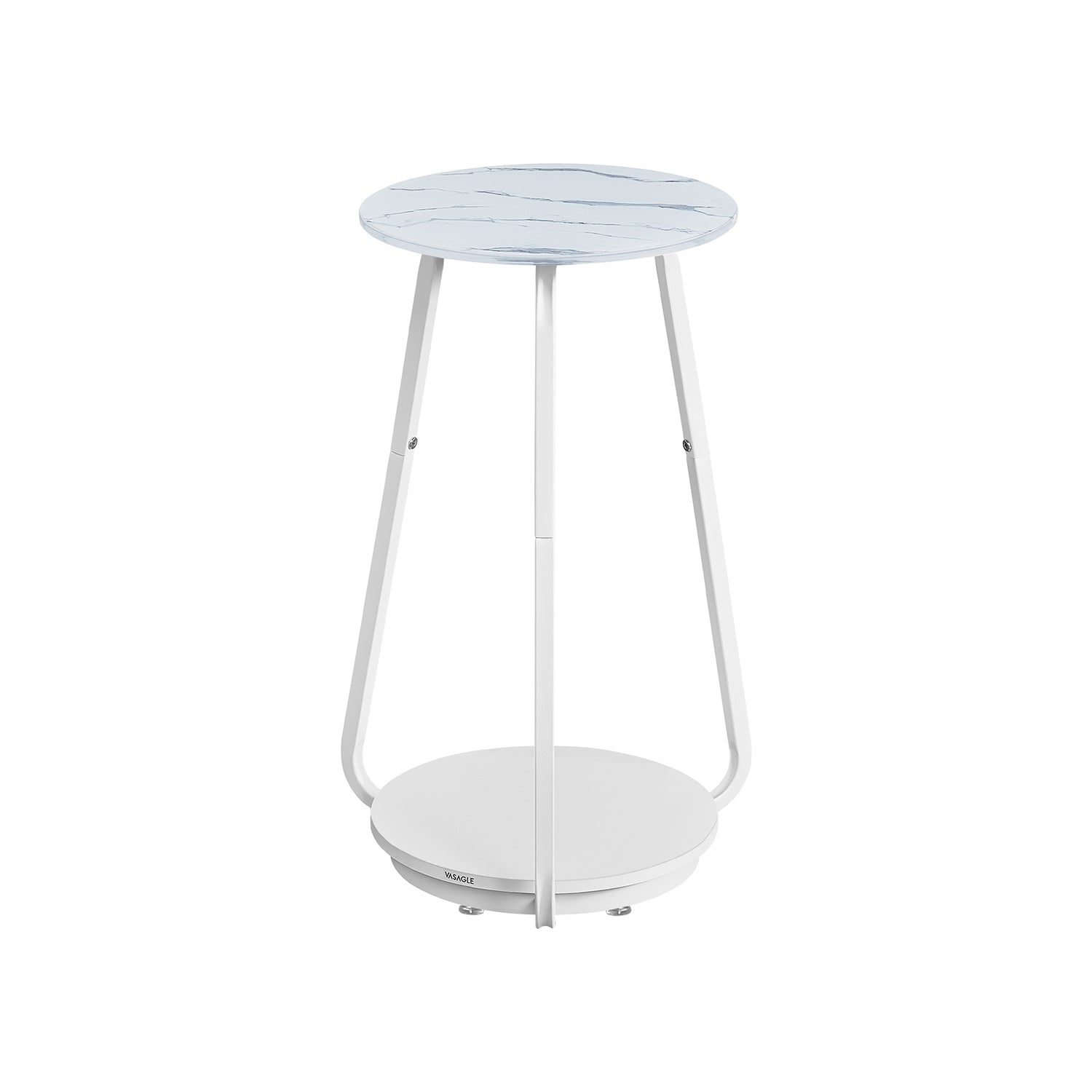 Round side table with 2 levels and glass top and board