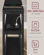 Side table - with 3 shelves - narrow - ebony black & ink -black