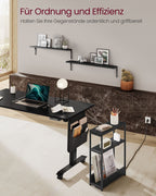 Side table - with 3 shelves - narrow - ebony black & ink -black