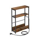 Side table - with 3 shelves - narrow - ebony black & ink -black