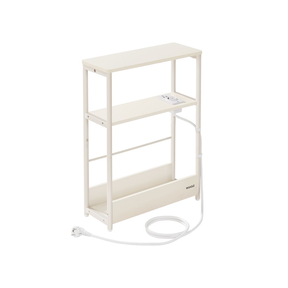 Side table - with 3 shelves - narrow - ebony black & ink -black