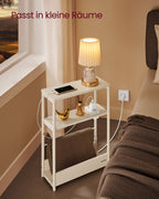 Side table - with 3 shelves - narrow - ebony black & ink -black
