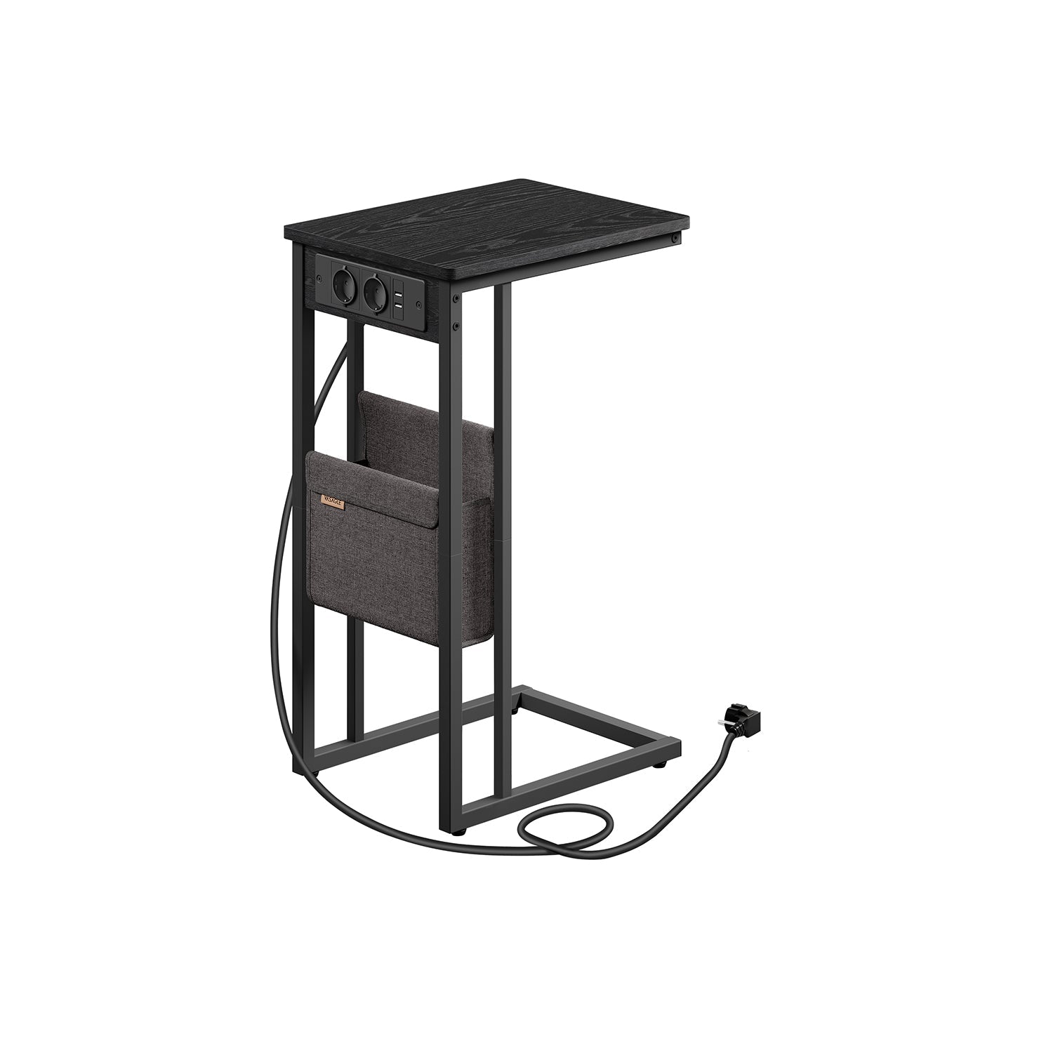 C-shaped side table-with 2 sockets-asbruin