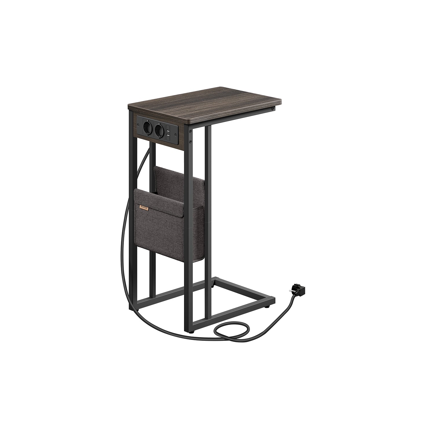 C-shaped side table-with 2 sockets-asbruin