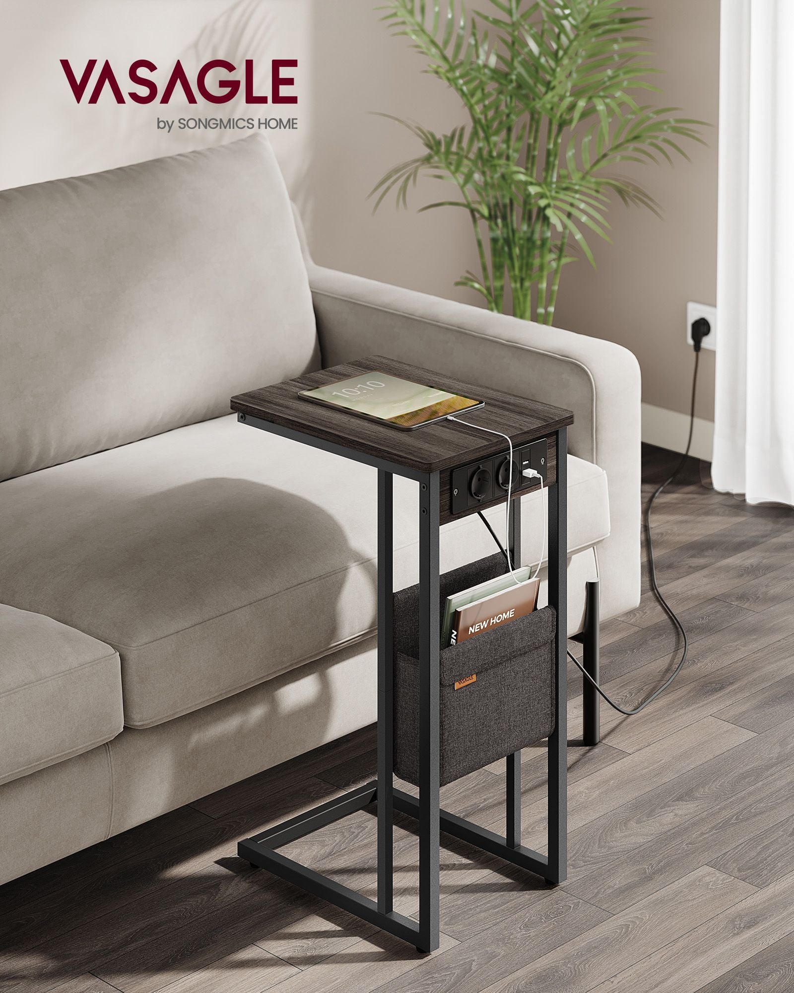 C-shaped side table-with 2 sockets-asbruin
