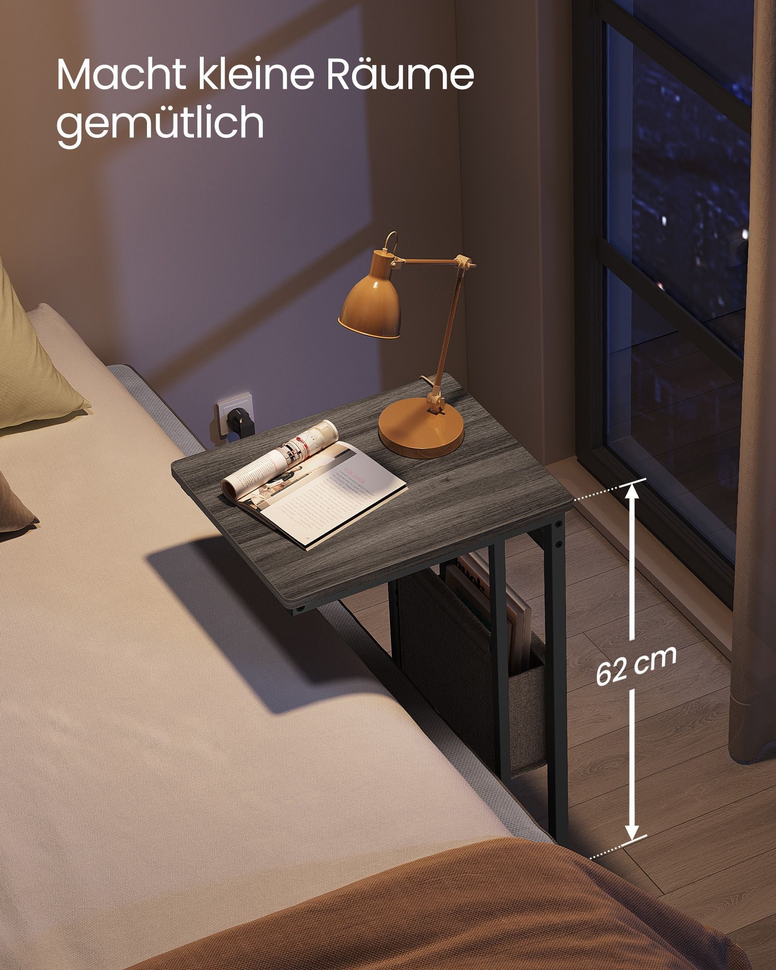 C-shaped side table-with 2 sockets-asbruin