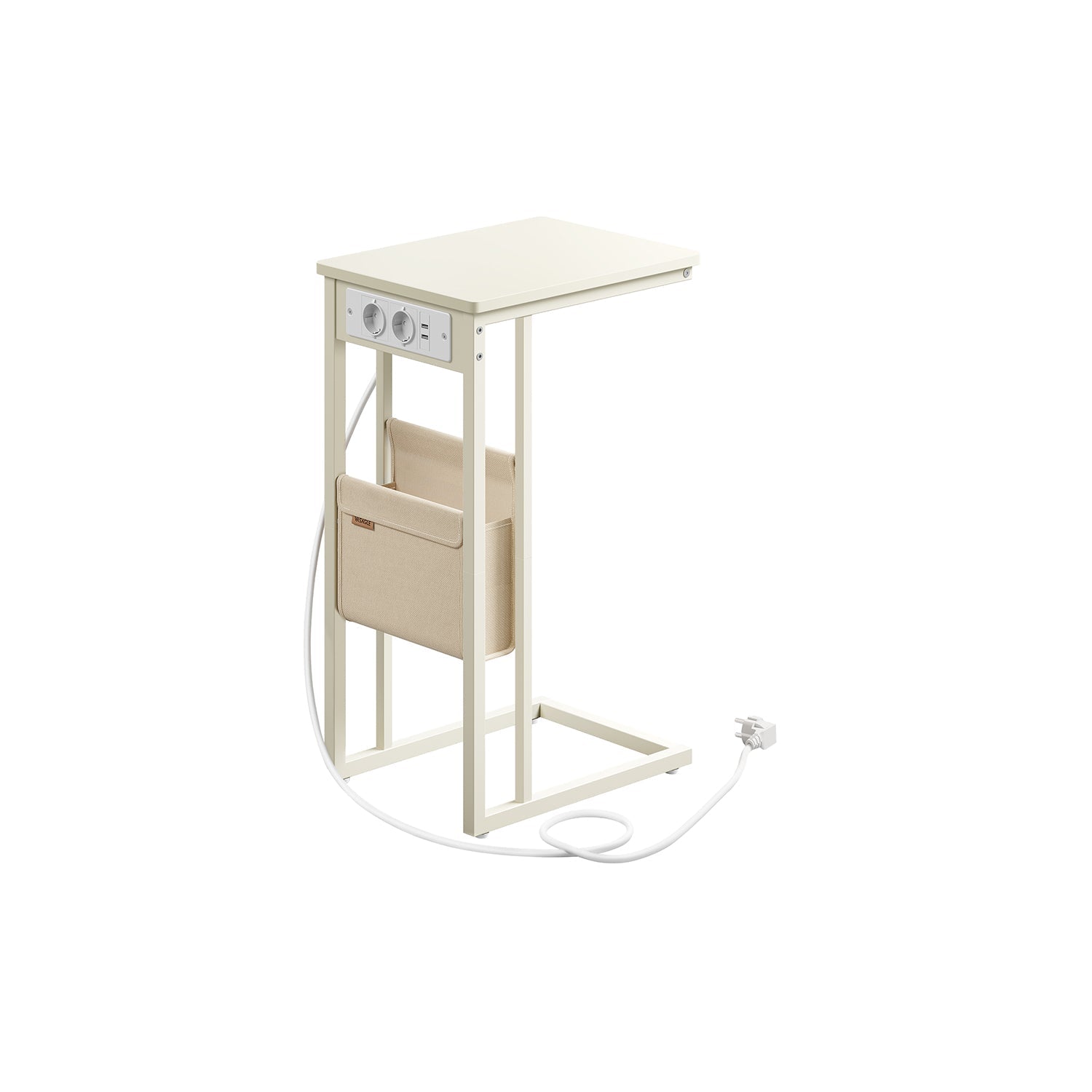 C-shaped side table-with 2 sockets-asbruin