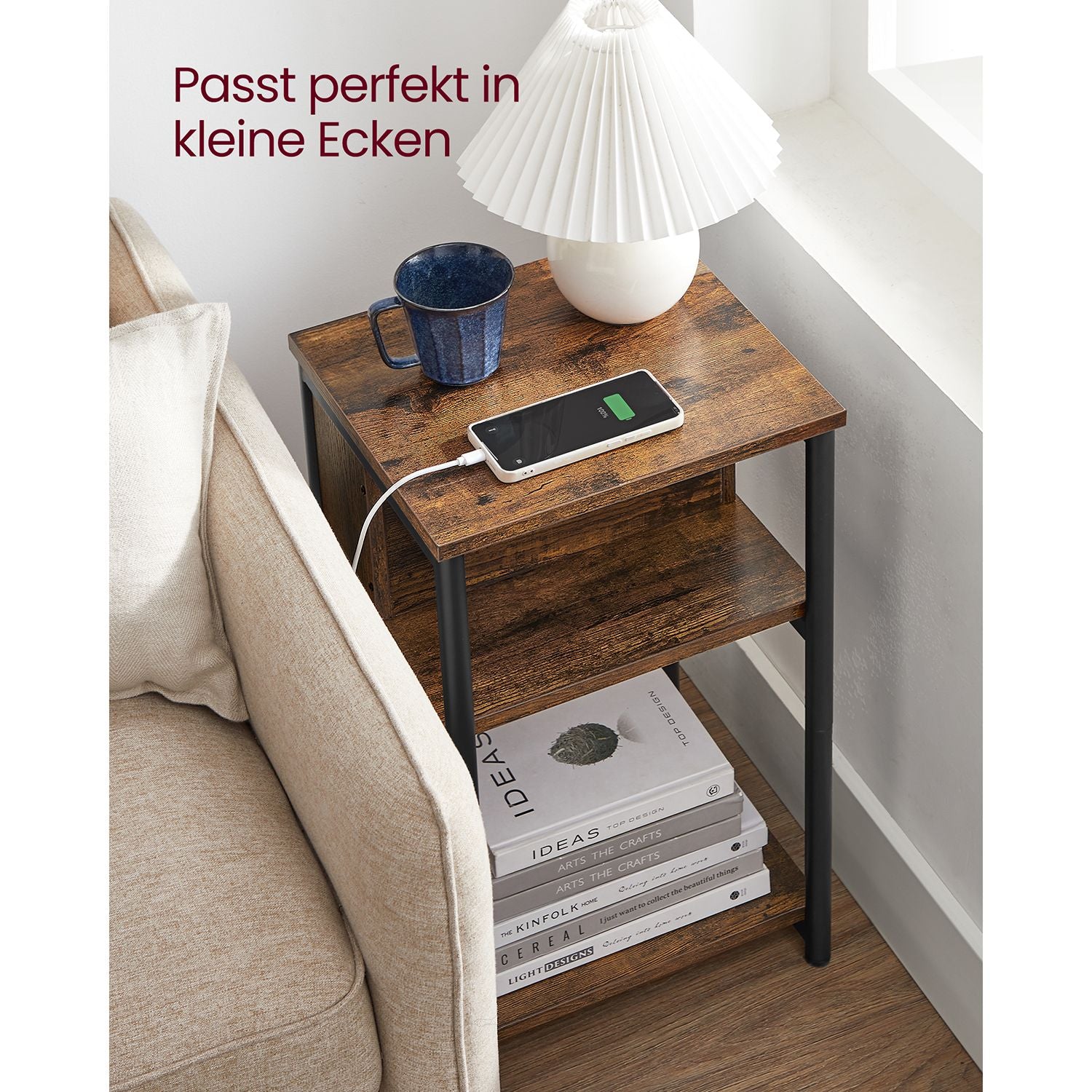 Bedside table with socket