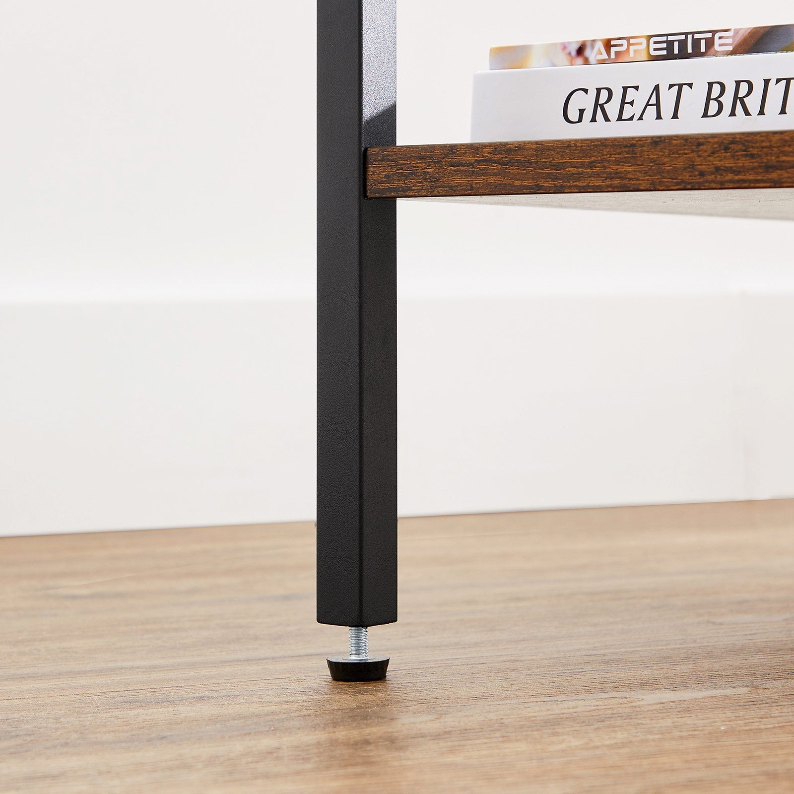 Bedside table - side table - with drawer and 2 shelves - 35 x 35 x 70 cm - vintage brown/black