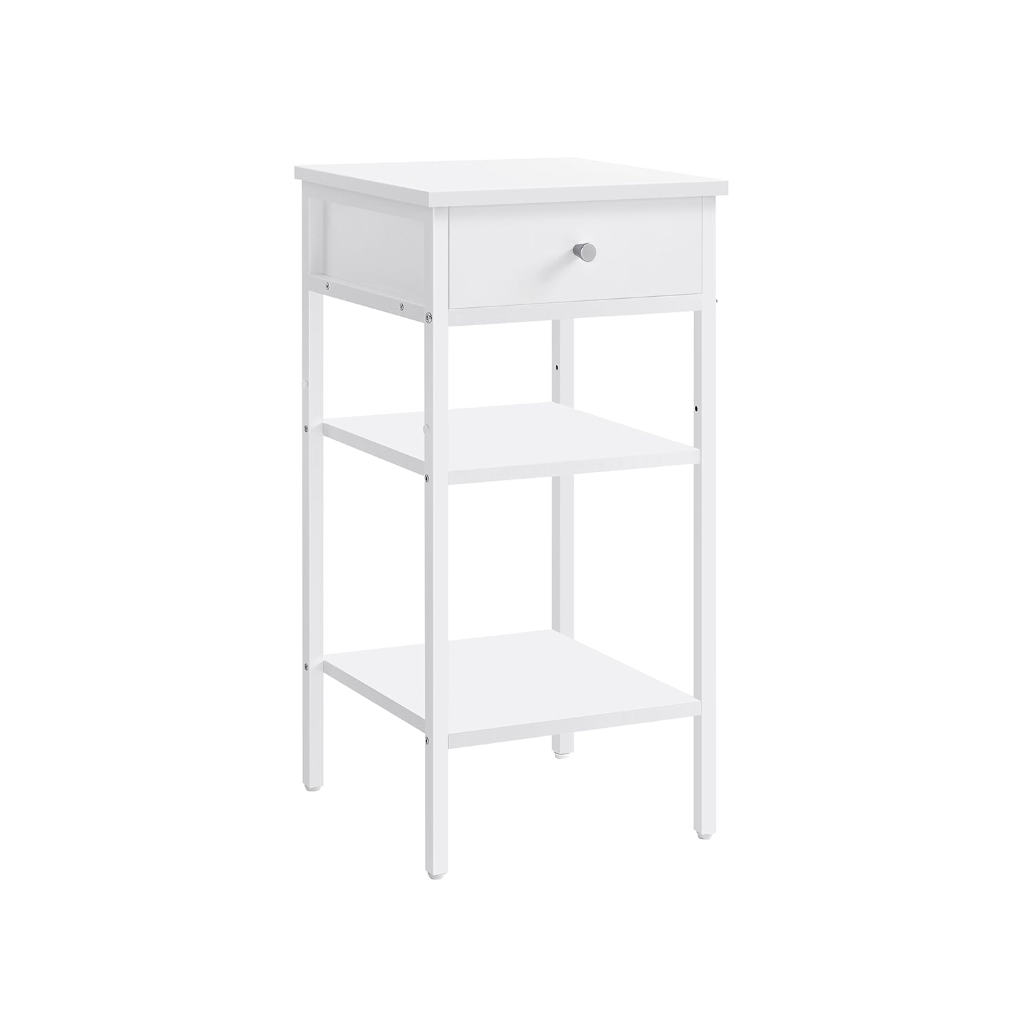 Bedside table - side table - with drawer and 2 shelves - 35 x 35 x 70 cm - vintage brown/black