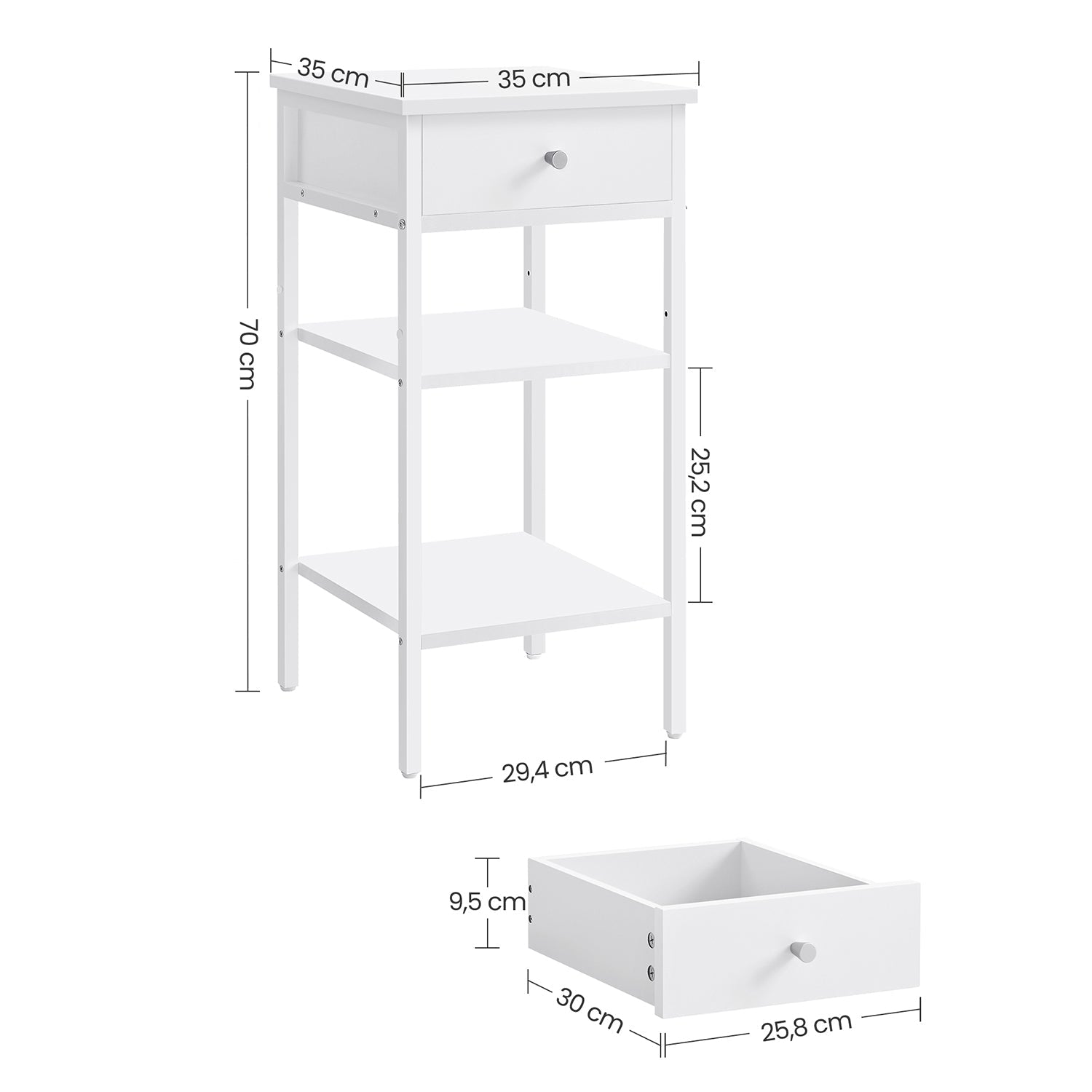 Side table - Beepercase - With drawer - 2 shelves - White