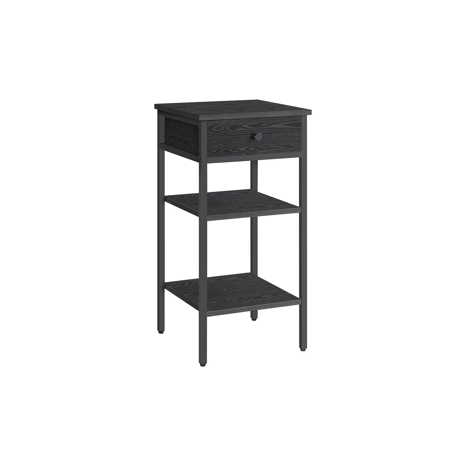 Bedside table - side table - with drawer and 2 shelves - 35 x 35 x 70 cm - vintage brown/black