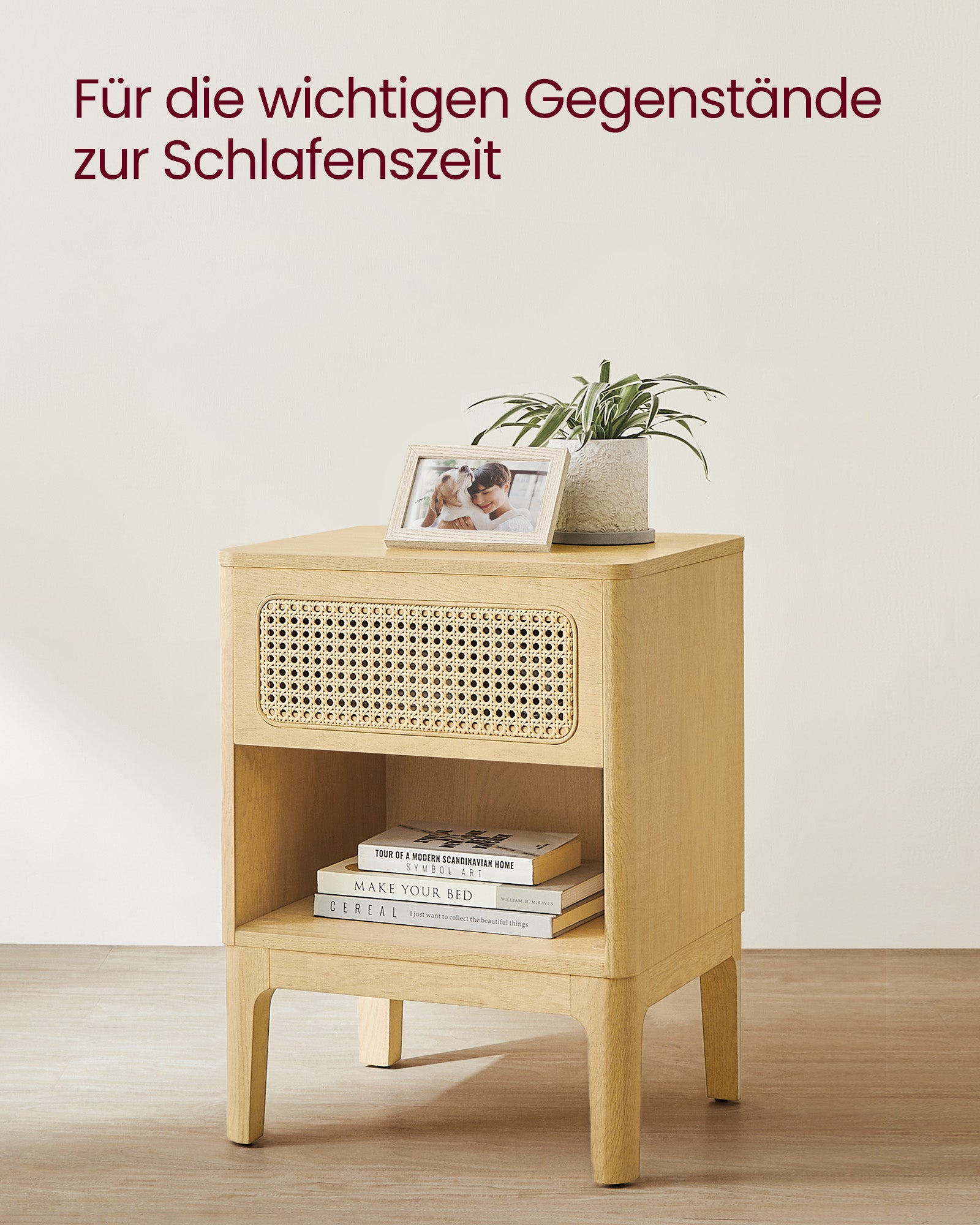 Bedside table - modern - with drawer and open compartment