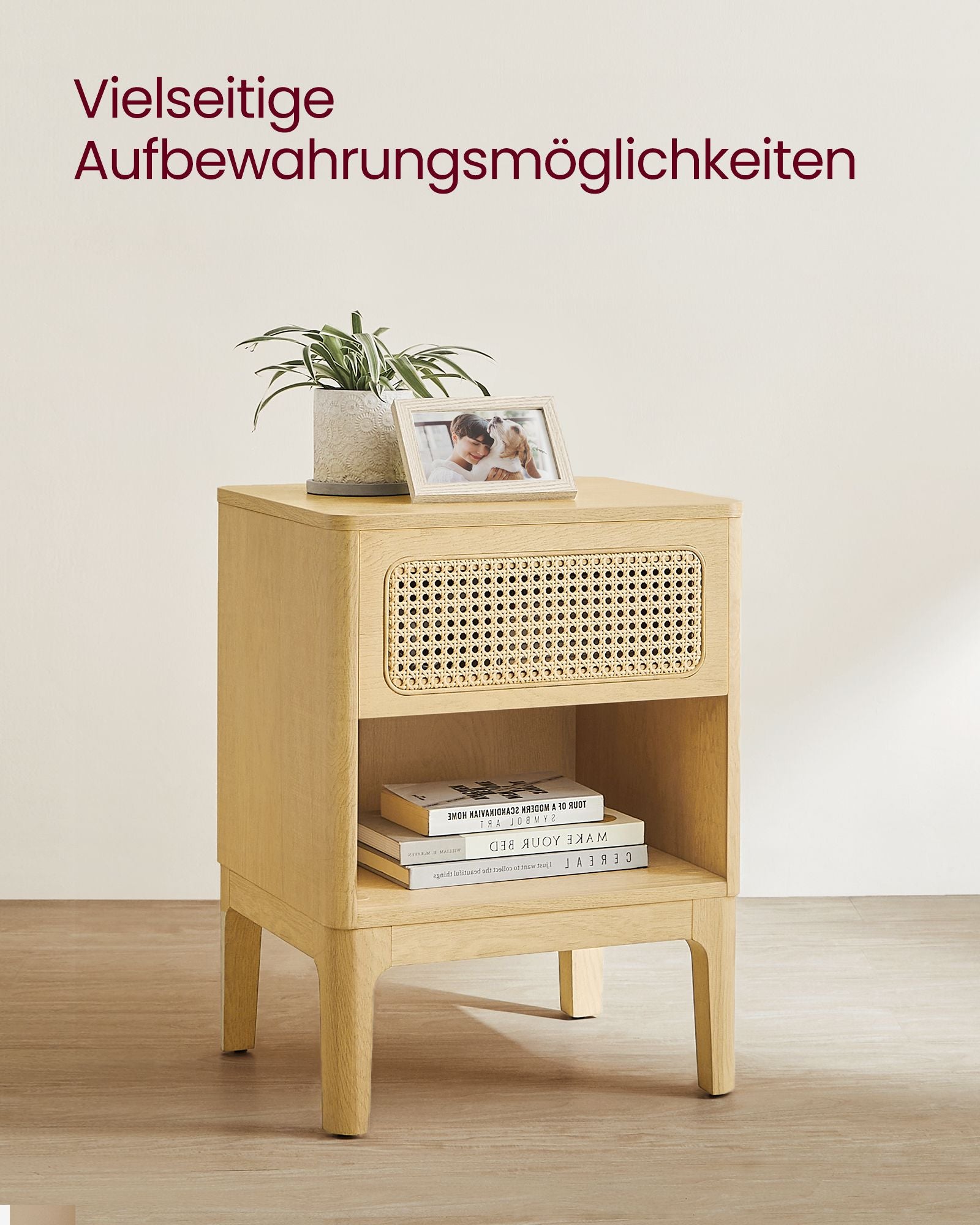 Bedside table - modern - with drawer and open compartment