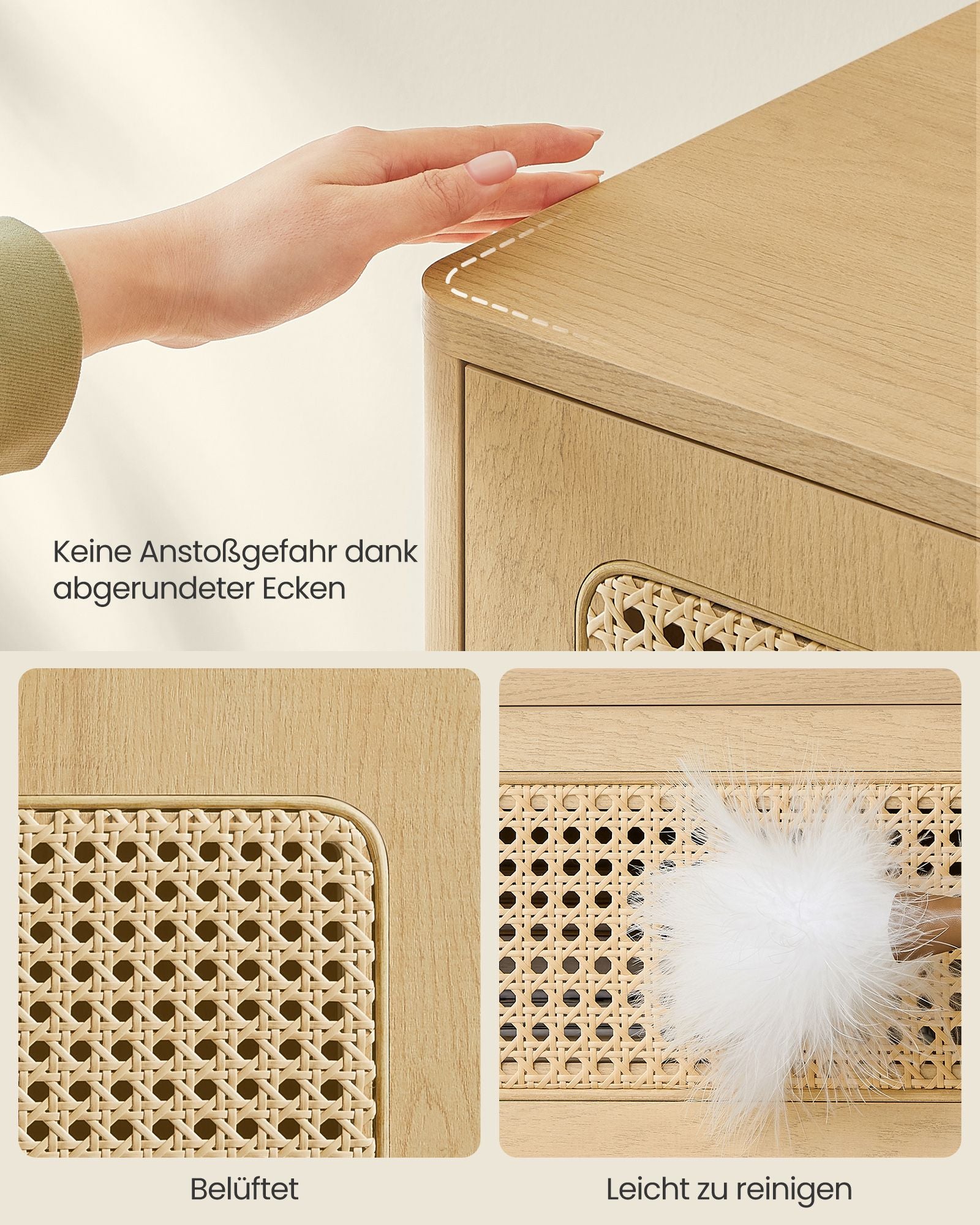 Bedside table - modern - with drawer and open compartment