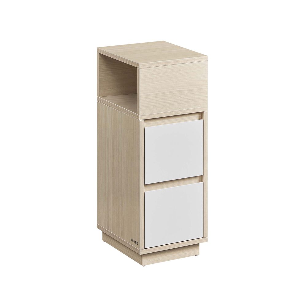 Narrow bedside table with 2 drawers in ebony black