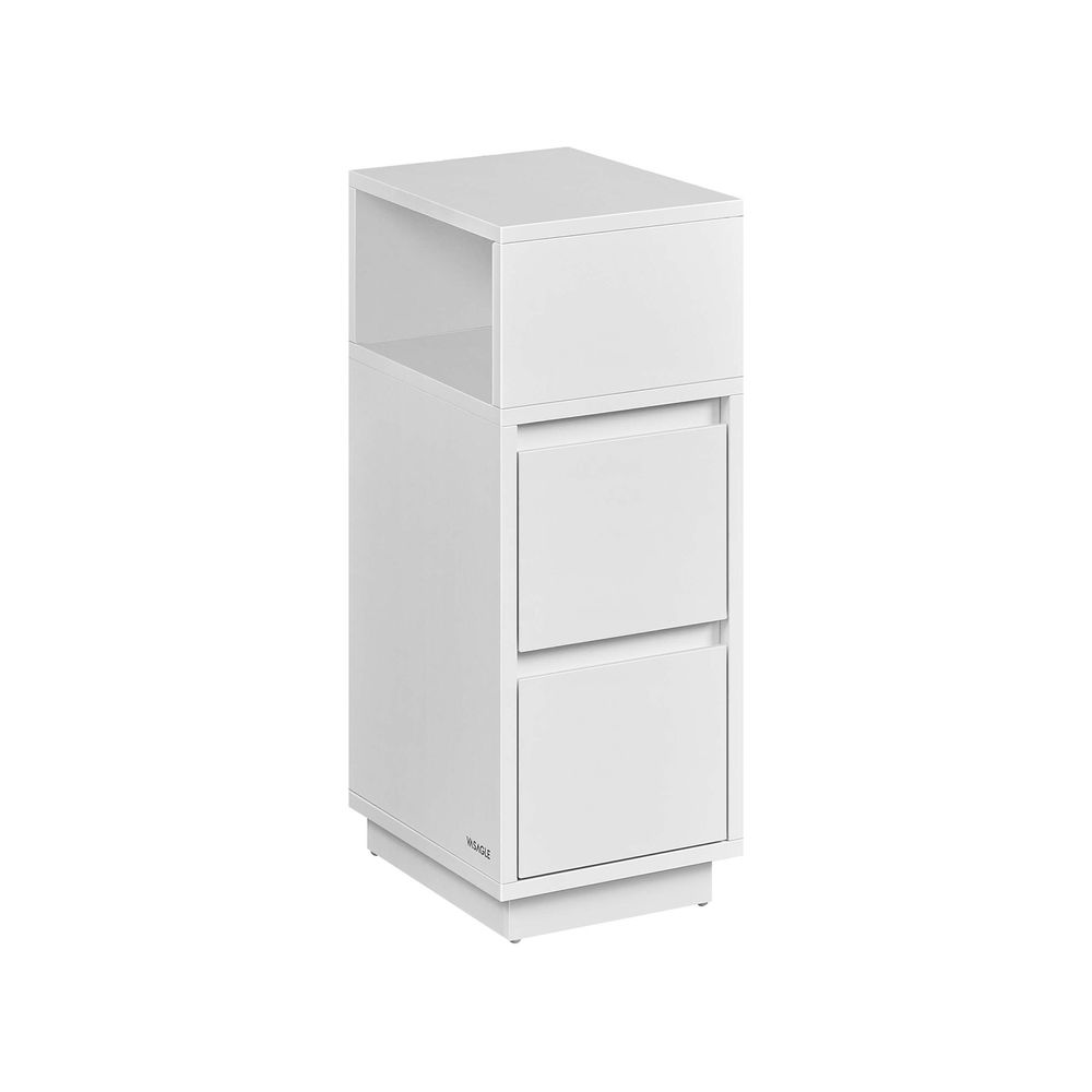 Narrow bedside table with 2 drawers in ebony black