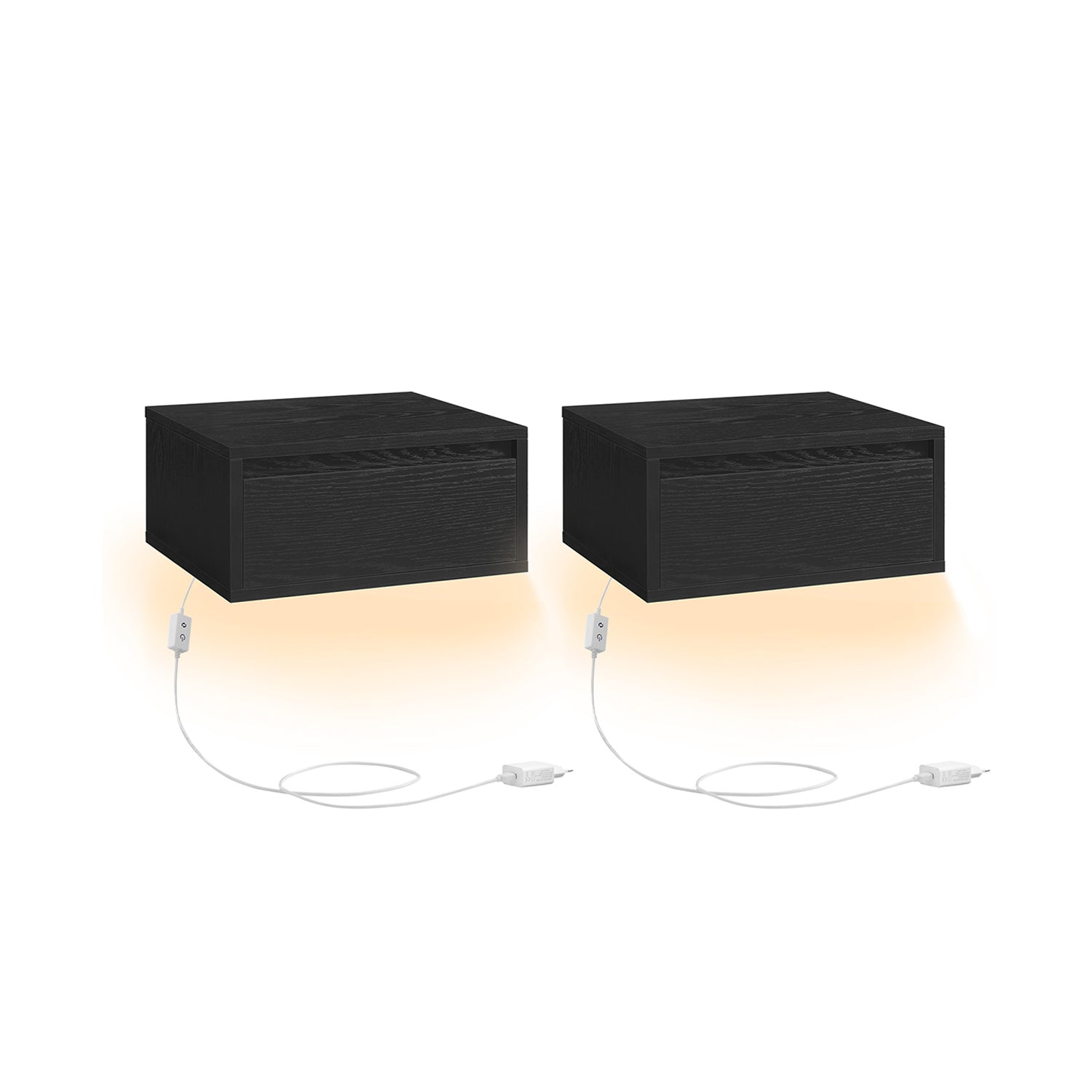 Hanging wall shelf set of 2 black